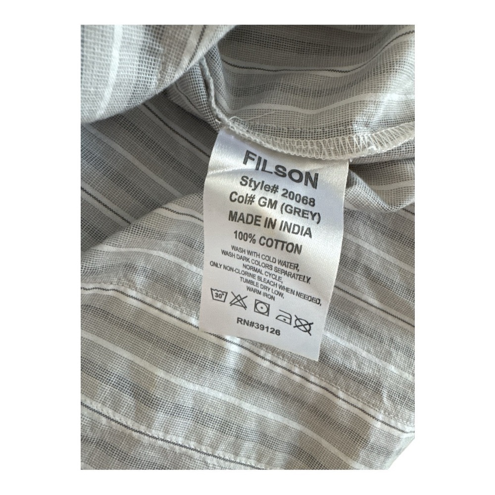 RARE Filsons Colville Cotton Shirt Dress Gray White w/ Belt Sz L - Picture 5 of 6